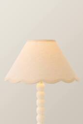ValueLights Florie Natural Linen Small Taper Scallop Pastel Trim Lamp Shade & Bulb in Cream - thumbnail 3