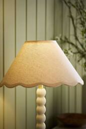ValueLights Florie Natural Linen Small Taper Scallop Pastel Trim Lamp Shade & Bulb in Cream - thumbnail 2