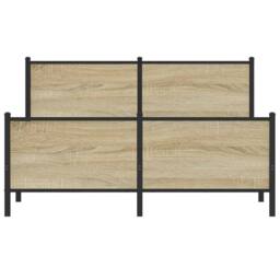 Berkfield Home Metal Bed Frame without Mattress Sonoma Oak 150x200 cm King Size in Brown - thumbnail 5