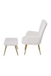 Living and Home Accent Chair with Footstool Set in White - thumbnail 5