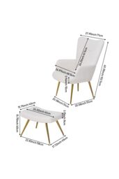 Living and Home Accent Chair with Footstool Set in White - thumbnail 3