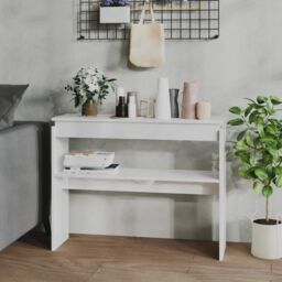 Berkfield Home Console Table High Gloss White 102x30x80 cm Engineered Wood - Size: 102 x 30 x 80 cm