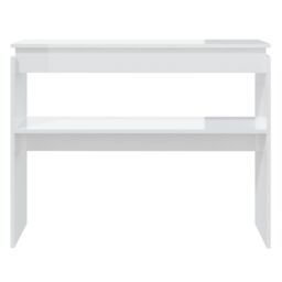 Berkfield Home Console Table High Gloss White 102x30x80 cm Engineered Wood - Size: 102 x 30 x 80 cm - thumbnail 4
