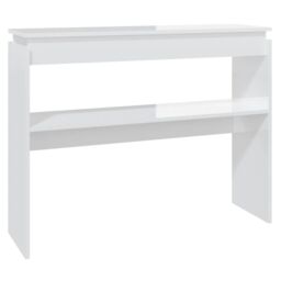 Berkfield Home Console Table High Gloss White 102x30x80 cm Engineered Wood - Size: 102 x 30 x 80 cm - thumbnail 2