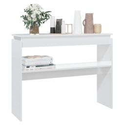 Berkfield Home Console Table High Gloss White 102x30x80 cm Engineered Wood - Size: 102 x 30 x 80 cm - thumbnail 3