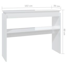 Berkfield Home Console Table High Gloss White 102x30x80 cm Engineered Wood - Size: 102 x 30 x 80 cm - thumbnail 6