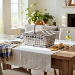 Red Hamper PR038/HOME Wicker Provence Open Weave Empty Picnic Basket in Grey - thumbnail 2