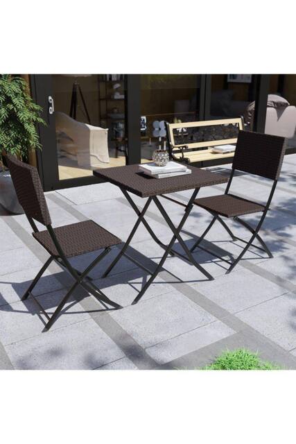 Home Discount 3Pcs Garden Vida Capri 2 Seater Rattan Bistro UKFR Fabric Furniture in Brown - image 1