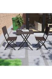 Home Discount 3Pcs Garden Vida Capri 2 Seater Rattan Bistro UKFR Fabric Furniture in Brown - thumbnail 3