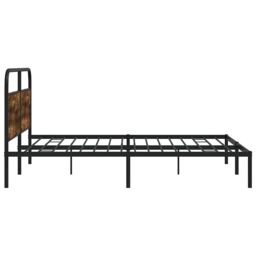 Berkfield Home Metal Bed Frame without Mattress Smoked Oak 183x213 cm in Brown - thumbnail 6