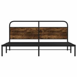 Berkfield Home Metal Bed Frame without Mattress Smoked Oak 183x213 cm in Brown - thumbnail 5