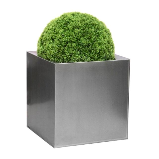 Primrose Zinc Square Outdoor Galvanised Silver Cube Planter Plant Pot 60cm - image 1