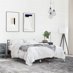 Berkfield Home Bed Frame without Mattress Smoked Oak 120x200 cm in Brown - Size: Small Double - thumbnail 1