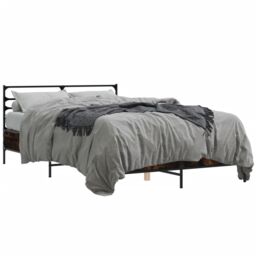 Berkfield Home Bed Frame without Mattress Smoked Oak 120x200 cm in Brown - Size: Small Double - thumbnail 2