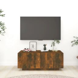 Berkfield Home TV Cabinet Smoked Oak 100x35x40 cm Engineered Wood in Brown - Size: 100 x 35 x 40 cm - thumbnail 1
