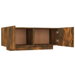Berkfield Home TV Cabinet Smoked Oak 100x35x40 cm Engineered Wood in Brown - Size: 100 x 35 x 40 cm - thumbnail 4