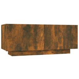 Berkfield Home TV Cabinet Smoked Oak 100x35x40 cm Engineered Wood in Brown - Size: 100 x 35 x 40 cm - thumbnail 2