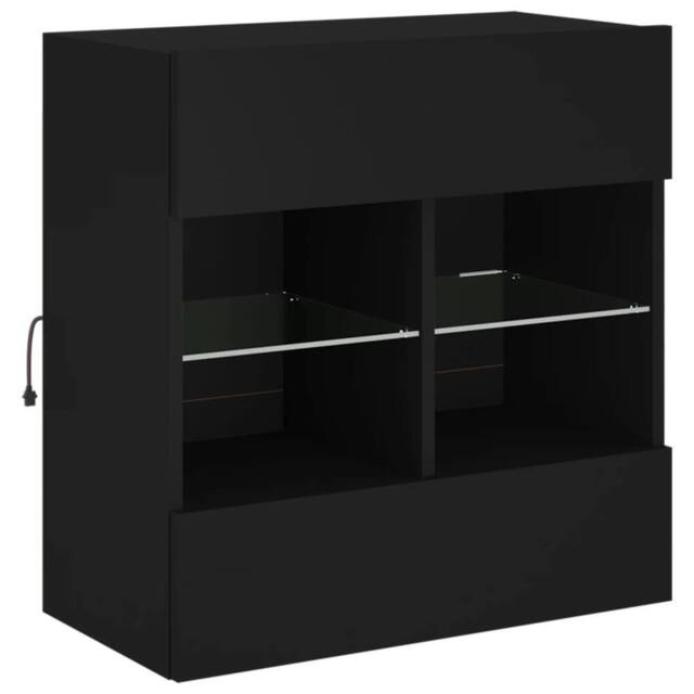 Berkfield Home TV Wall Cabinet with LED Lights Black 58.5x30x60.5 cm - image 1