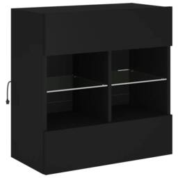 Berkfield Home TV Wall Cabinet with LED Lights Black 58.5x30x60.5 cm - thumbnail 1