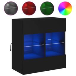 Berkfield Home TV Wall Cabinet with LED Lights Black 58.5x30x60.5 cm - thumbnail 3