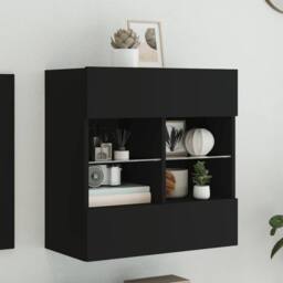 Berkfield Home TV Wall Cabinet with LED Lights Black 58.5x30x60.5 cm - thumbnail 2