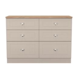 Ready Assembled 2 U Norton 6 Drawer Wide Chest (Ready Assembled) in Taupe - Size: Large - thumbnail 1