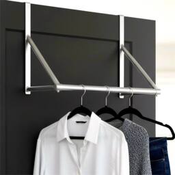 Havendro Stainless Steel Over Door Clothes Hanger Rail Storage Rack in Silver - thumbnail 4
