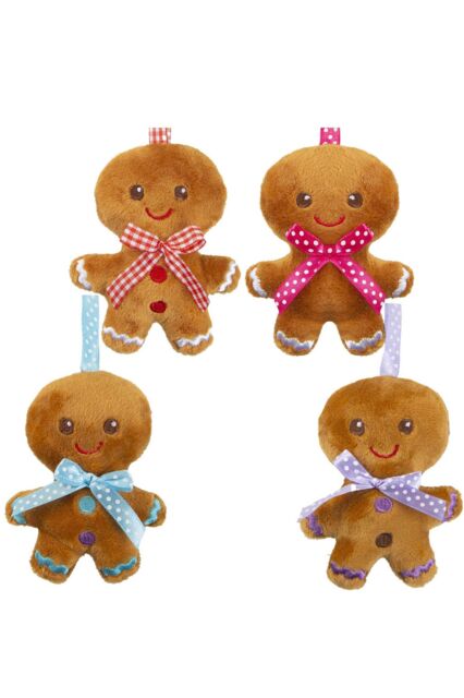 VFM e-Store Gingerbread Hanging Christmas Decorations for Mini Plush Pack of 4 in Brown - image 1