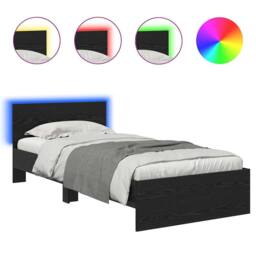 Berkfield Home Bed Frame with Headboard Black Oak 100 x 200 cm Engineered Wood - thumbnail 2