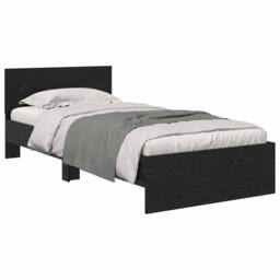 Berkfield Home Bed Frame with Headboard Black Oak 100 x 200 cm Engineered Wood - thumbnail 3