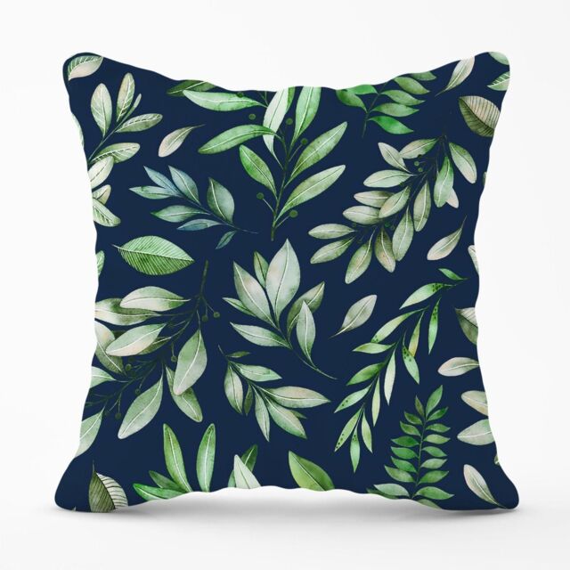 Warren Reed - Designer Watercolor Leaves Outdoor Cushion in Green - Size: 60 cm x 60 cm - image 1