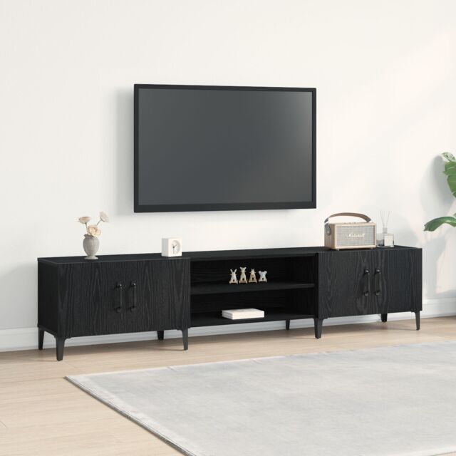 Berkfield Home TV Cabinet Black Oak 180x31, 5x40 cm Engineered Wood - image 1