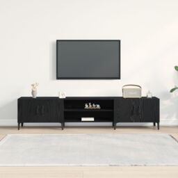 Berkfield Home TV Cabinet Black Oak 180x31, 5x40 cm Engineered Wood - thumbnail 4