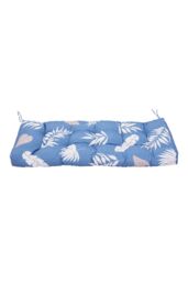 Living and Home 130cm W x 50cm D Waterproof Patio Bench Leaves Print Seat Cushion in Blue - Size: 130 cm W x 50 cm D - thumbnail 1