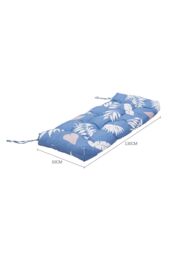 Living and Home 130cm W x 50cm D Waterproof Patio Bench Leaves Print Seat Cushion in Blue - Size: 130 cm W x 50 cm D - thumbnail 2