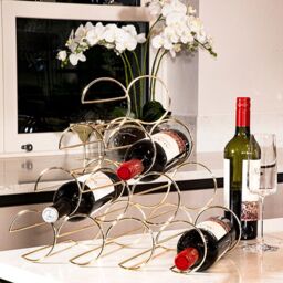 Madison & Mayfair Art Deco Style Gold Wire Rounded Wine Rack - thumbnail 1