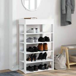 Berkfield Home Shoe Rack White 60x30x98 cm Engineered Wood - Size: 60 x 30 x 98 cm - thumbnail 3
