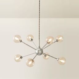 ValueLights Sputnik Adjustable Drop 8 Way Glass Ceiling Pendant Light with Bulbs in Silver - thumbnail 3