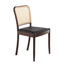 Angel Cerda Rattan & Black Leatherette Dining Chair in Jet Black