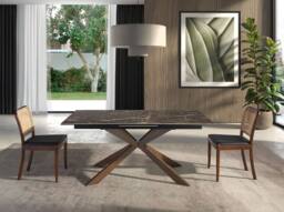 Angel Cerda Rattan & Black Leatherette Dining Chair in Jet Black - thumbnail 5