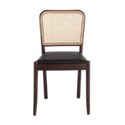 Angel Cerda Rattan & Black Leatherette Dining Chair in Jet Black - thumbnail 2