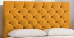 "Knight Sleep Athens Plush Bed Set With Mattress, 2 Drawers Same Side & 24""Headboard in Mustard - Size: Double" - thumbnail 4