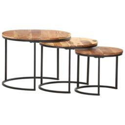 Berkfield Home Nesting Tables 3 pcs Solid Acacia Wood in Brown - thumbnail 6