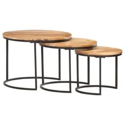 Berkfield Home Nesting Tables 3 pcs Solid Acacia Wood in Brown