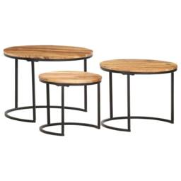 Berkfield Home Nesting Tables 3 pcs Solid Acacia Wood in Brown - thumbnail 3