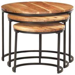 Berkfield Home Nesting Tables 3 pcs Solid Acacia Wood in Brown - thumbnail 2