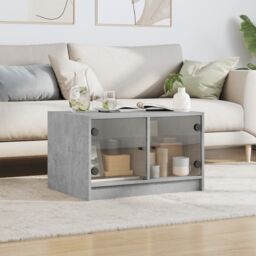 Berkfield Home Coffee Table with Glass Doors Concrete Grey 68x50x42 cm - Size: 68 x 50 x 42 cm - thumbnail 3