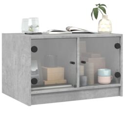 Berkfield Home Coffee Table with Glass Doors Concrete Grey 68x50x42 cm - Size: 68 x 50 x 42 cm - thumbnail 4