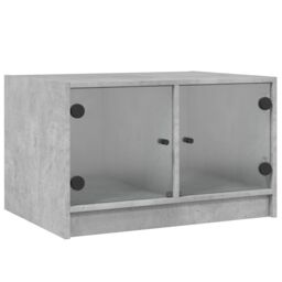 Berkfield Home Coffee Table with Glass Doors Concrete Grey 68x50x42 cm - Size: 68 x 50 x 42 cm - thumbnail 2