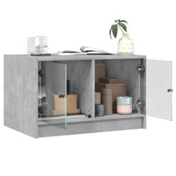Berkfield Home Coffee Table with Glass Doors Concrete Grey 68x50x42 cm - Size: 68 x 50 x 42 cm - thumbnail 5